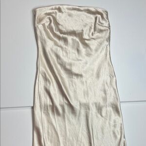 Strapless Satin Gown in Cream